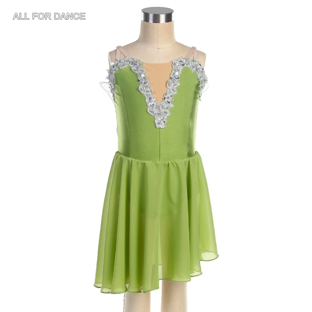 23177 Moss Green Spandex Bodice with Wings on The Back Girls & Women Ballet Dance Tutu Romantic Dance Costumes Performance Dress