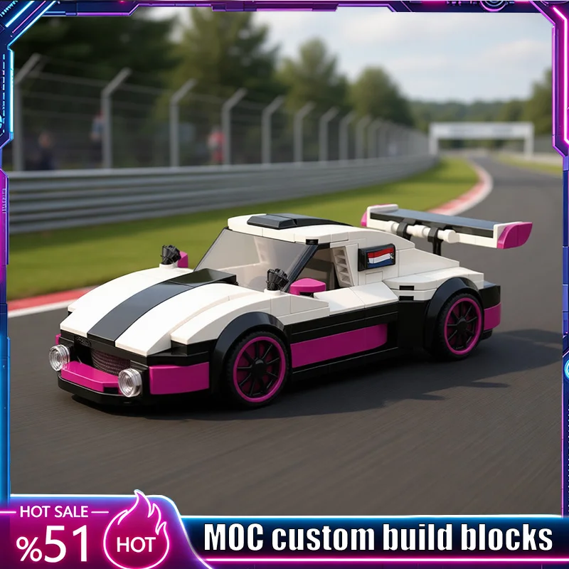 330 деталей, модель гоночного автомобиля Slantnose GT1, белый, розовый, черный, MOC, конструктор-головоломка, сборные строительные блоки, игрушка, популярный подарок, для демонстрации