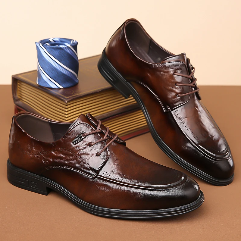 

Мужская повседневная кожаная обувь. Классический ретро-элегантный стиль. Для вечеринок или делового офиса. Черно-коричневый костюм для взрослых. Универсальные туфли на каждый день.