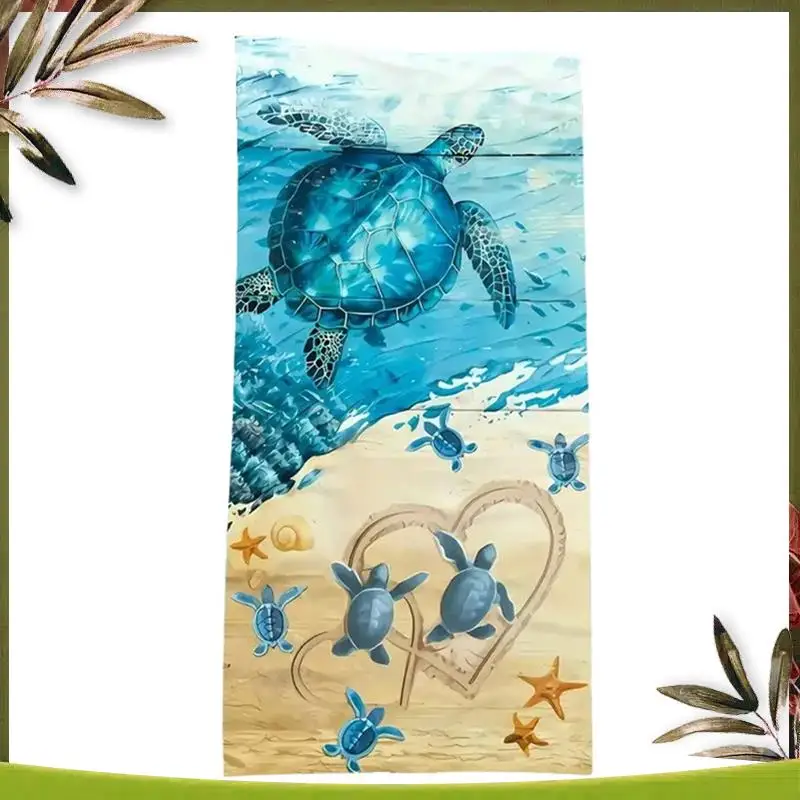 Quick-Drying Beach Towel With Sea Turtle Pattern, Soft And Absorbent, Suitable For Bathroom, Outdoor, Pool And Camping Multi-Pur