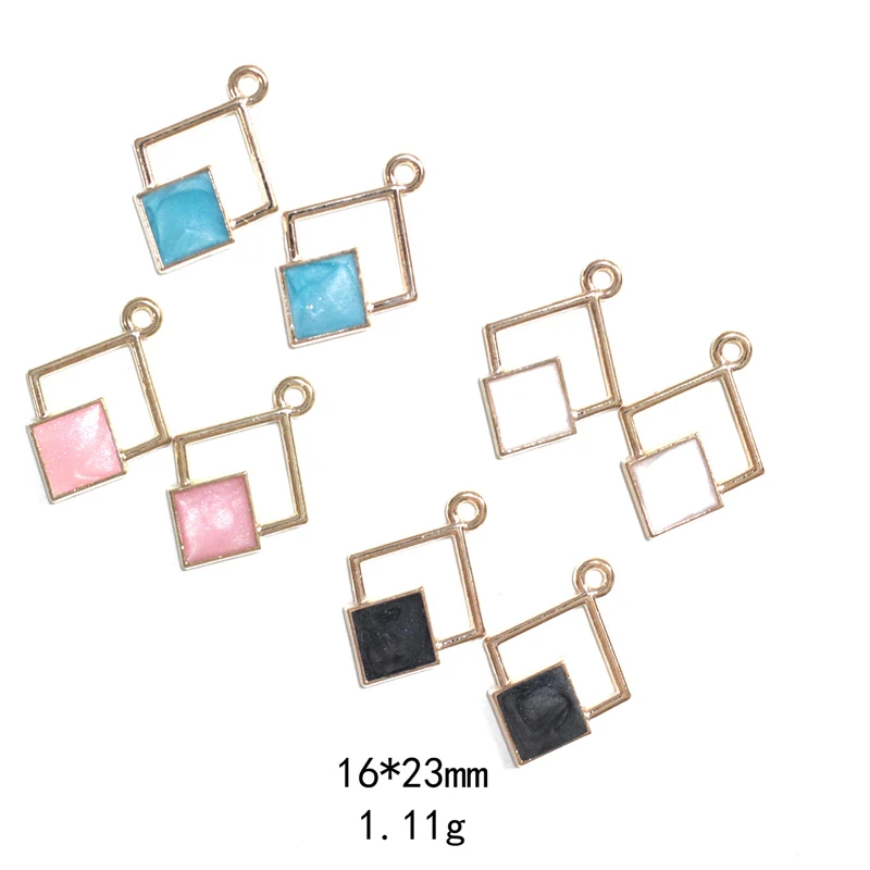 16 * 23mm Fashionable Alloy Enamel Oil Geometric Diamond Earrings Accessories, Niche, Light Luxury, High-End Diy Jewelry Creatio