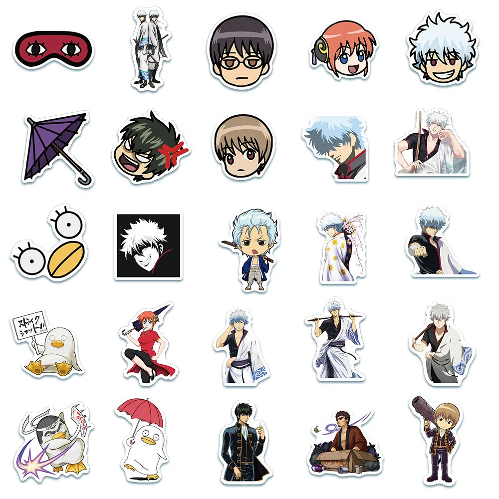 Gintama-装飾用ステッカー,ヘルメット,デスクトップ,ウォールステッカー,販売,50個