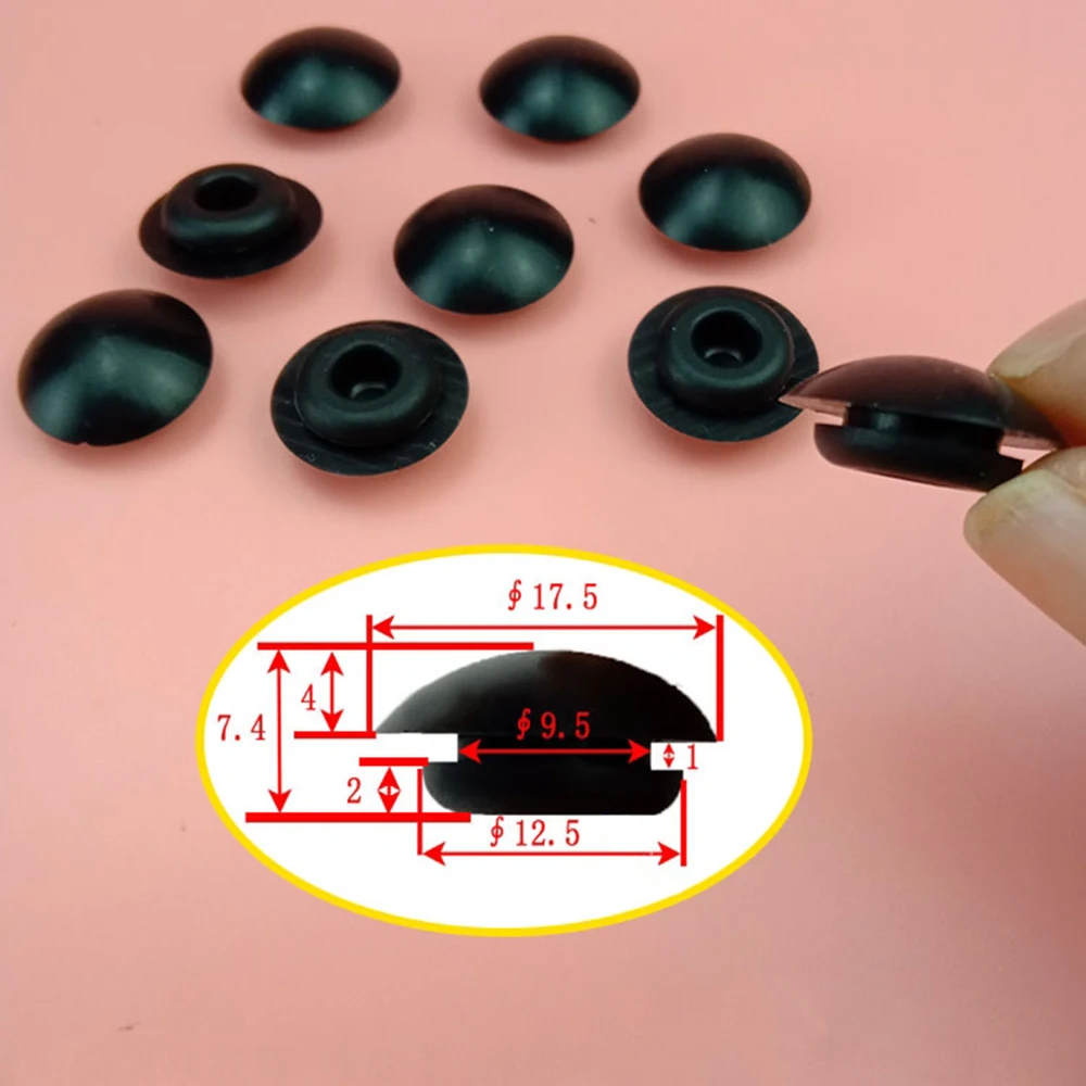 1/2/5/10Pcs 9.5mm Silicone Rubber Hole Caps Black/White Curved Snap-on Blanking End Bore Plug Dust-proof Waterproof Seal Stopper