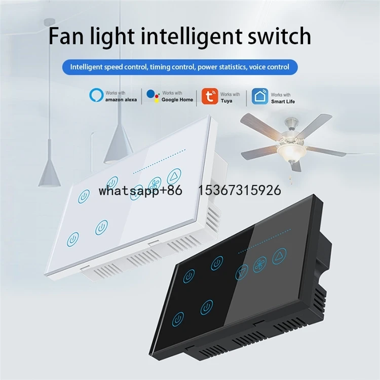 

Tuya Wifi Smart Switch Fan Light Ceiling Fan Lamp Switch Speed Adjust App Voice Control Alexa Google Home With Neutral Wire