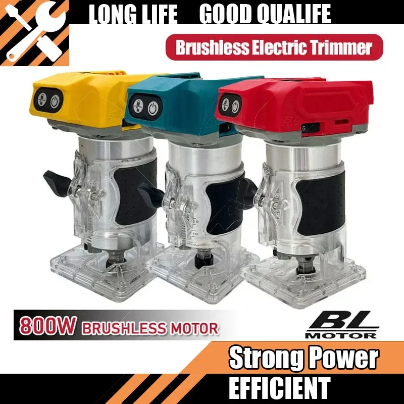 

18V For Makita/Dewalt 800W Brushless Electric Trimmer Woodworking Trimming Machine Cordless Compact Wood Fit Milwaukee Router