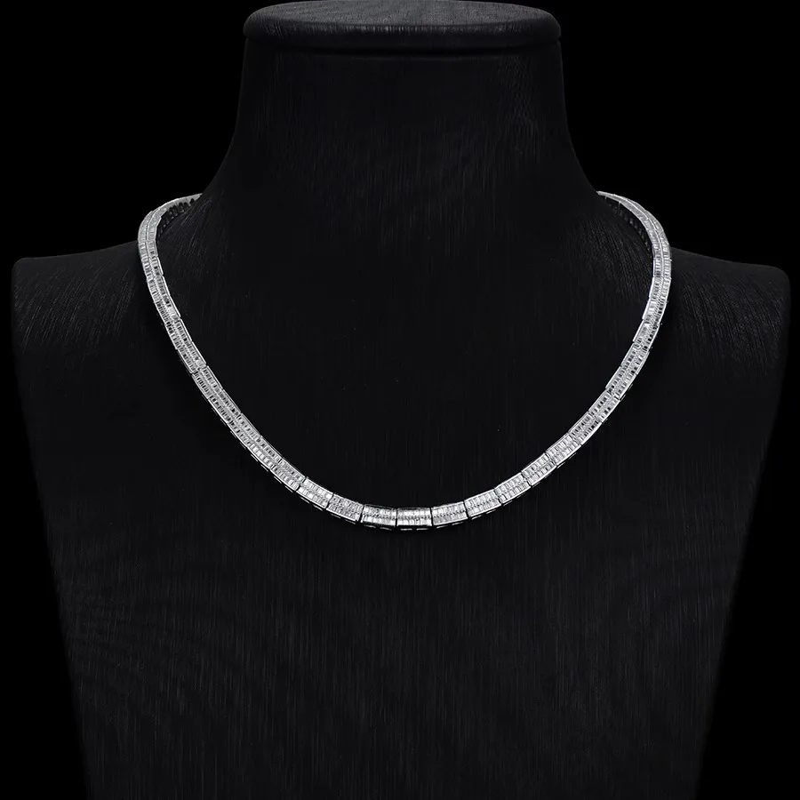 Sterling silver plated 18k white gold diamond necklace full of diamond ladder square collar chain bow evening chain neck ornamen