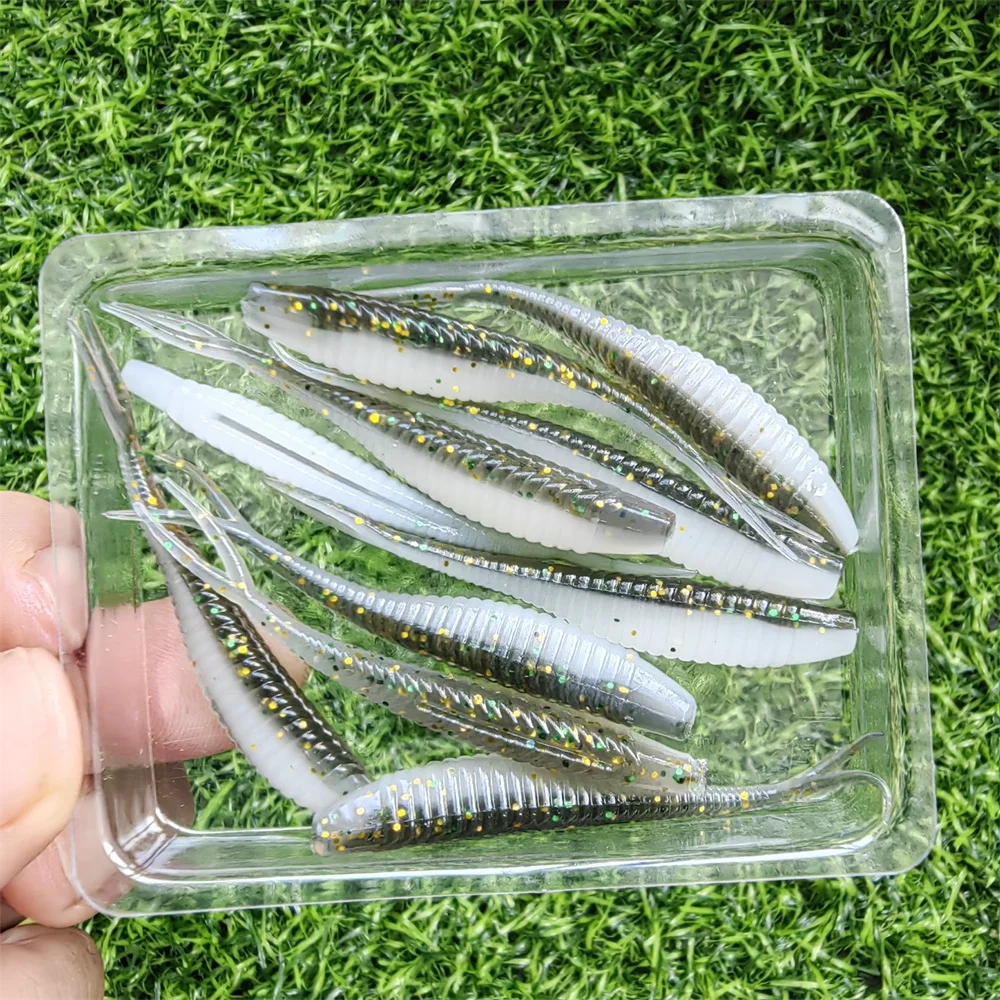 10PCS Angeln Weiche Köder Kunststoff Köder 5cm/6cm/7cm Lebensechte Gegabelte Paddel Schwanz angeln Swimbaits für Süßwasser Tackle – Detail 10