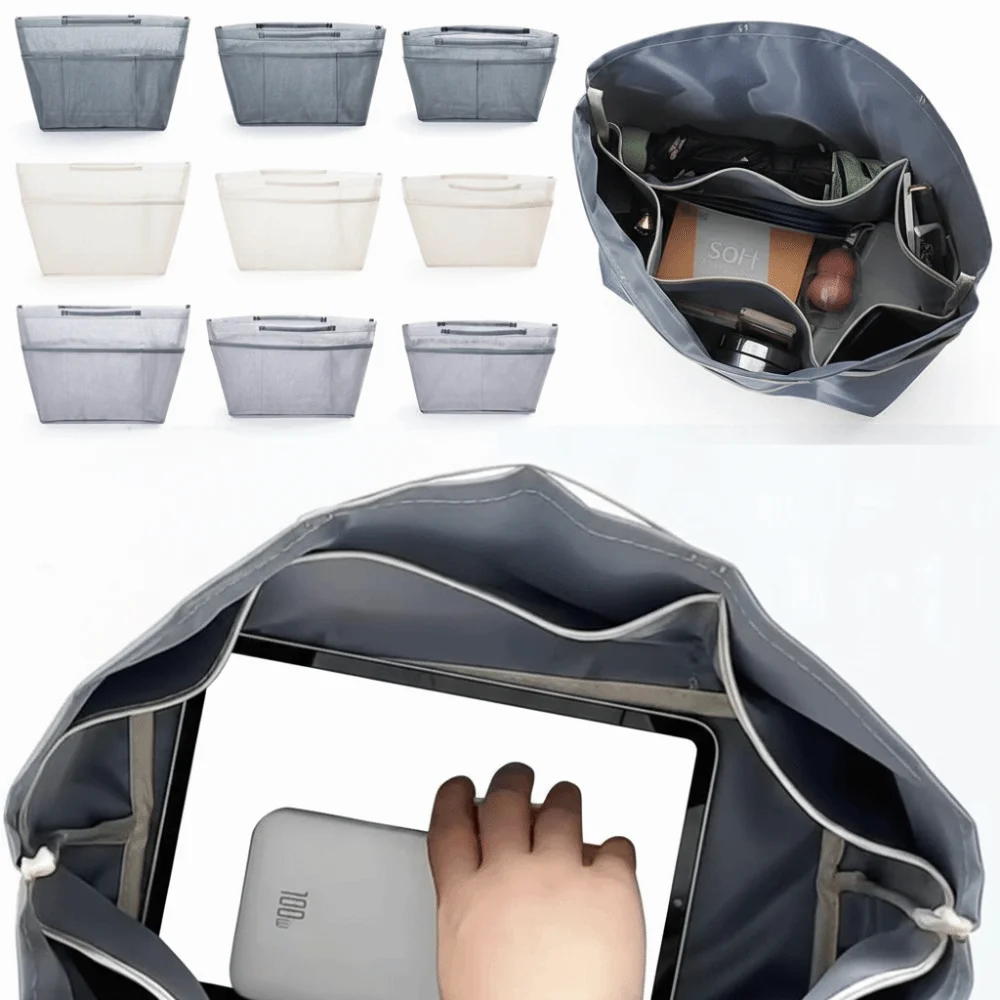 Nylon Mesh Inner Bag Multi-Pocket Anti-Collapse Insert Bag Expand Space Lager Capacity Travel Insert Organizer Bag