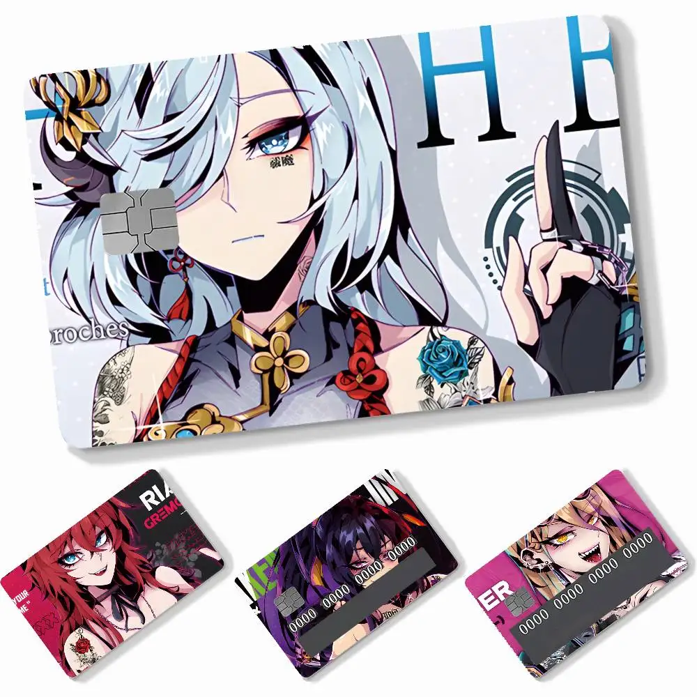 Anime Gril Character   4pcs Credit Card Skin Stickers Suitable for Bank Debit Subway Bus Transit Pass Decorative Cover