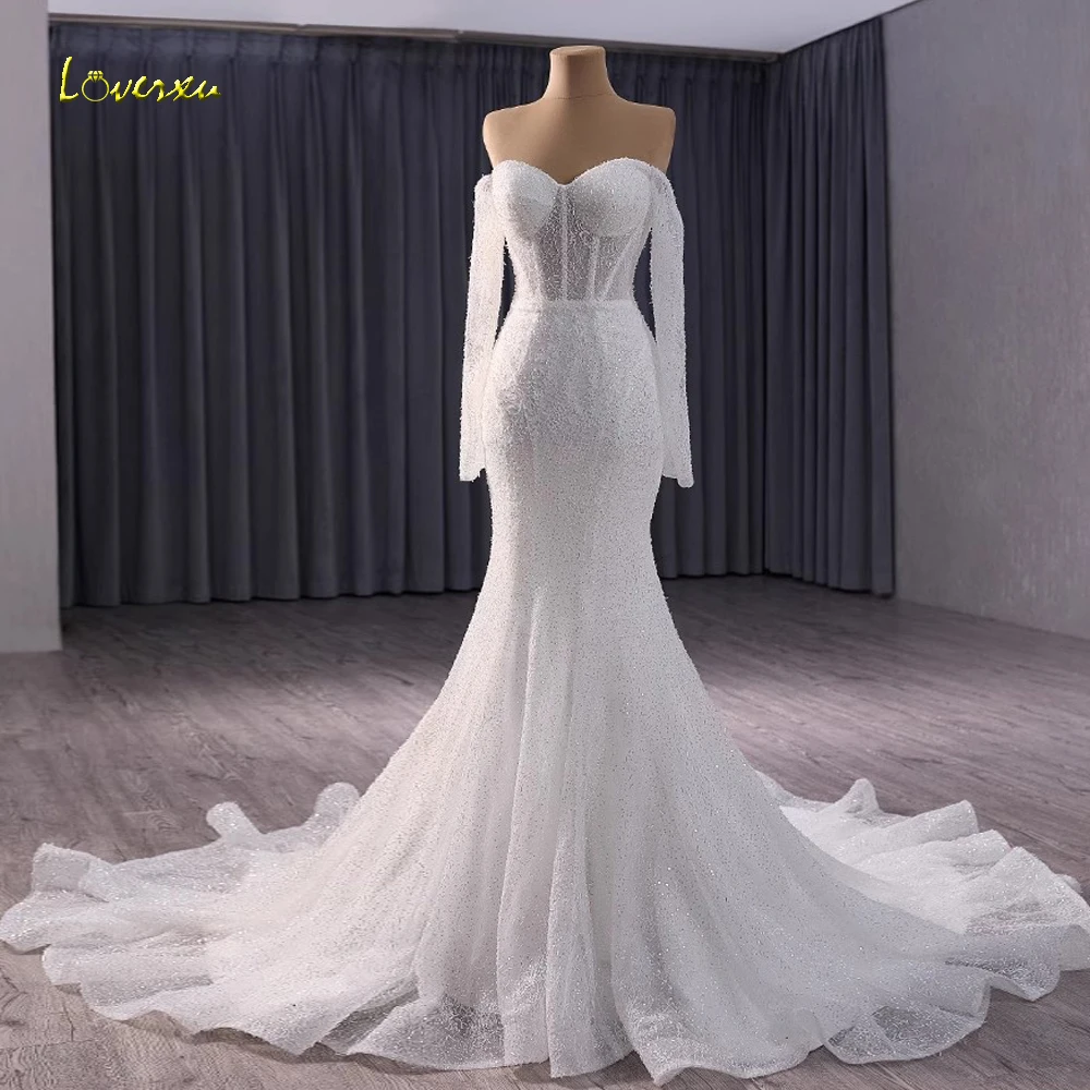 

Loverxu Mermaid Chic Wedding Dresses 2024 Sweetheart Off The Shoulder Vestido De Novia Lace Embroidery Luxury Robe De Mariee