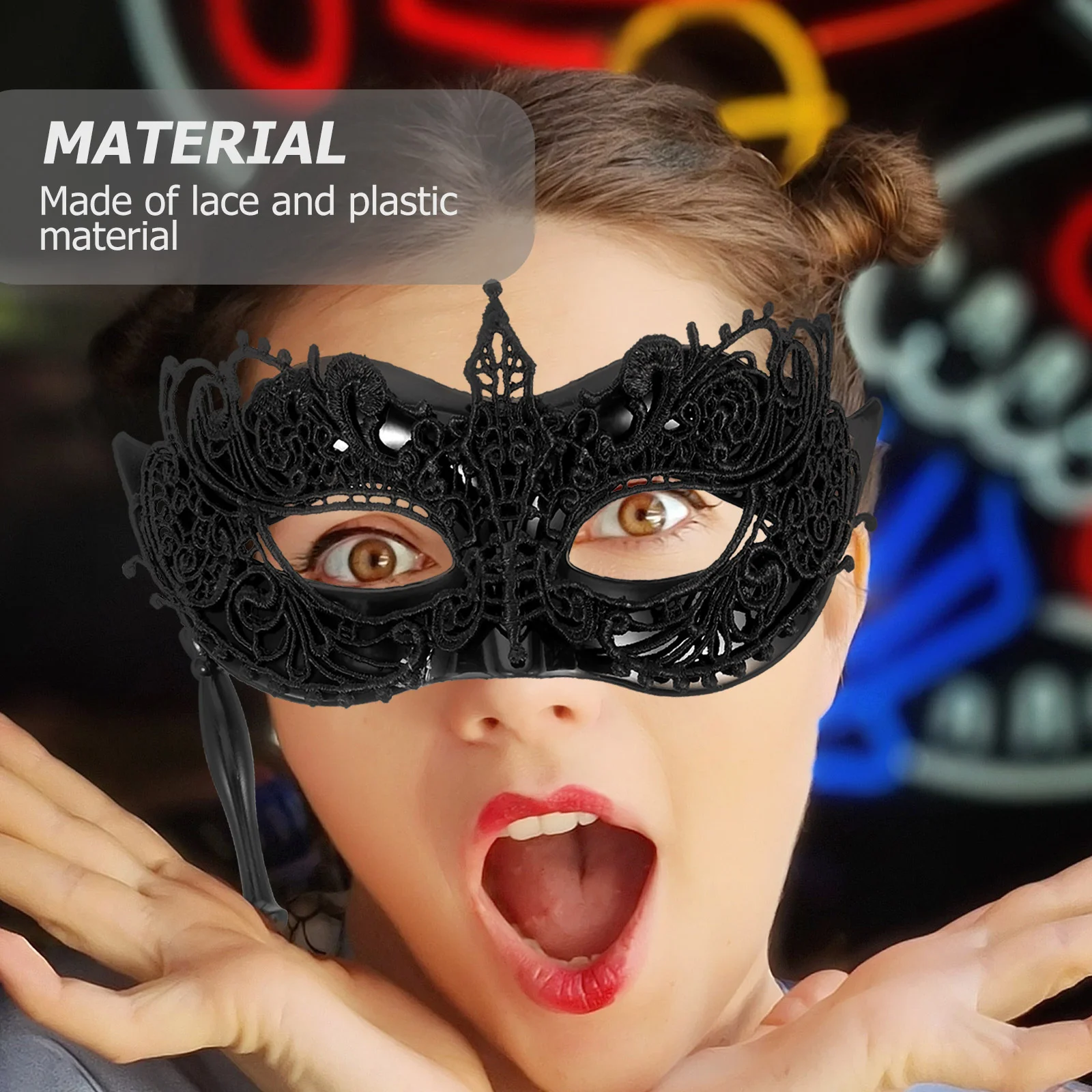 Lace Hand Mask Black Masquerade for Women with Stick Fancy Dress Masks Prop Cosplay Party Aldult Makeup