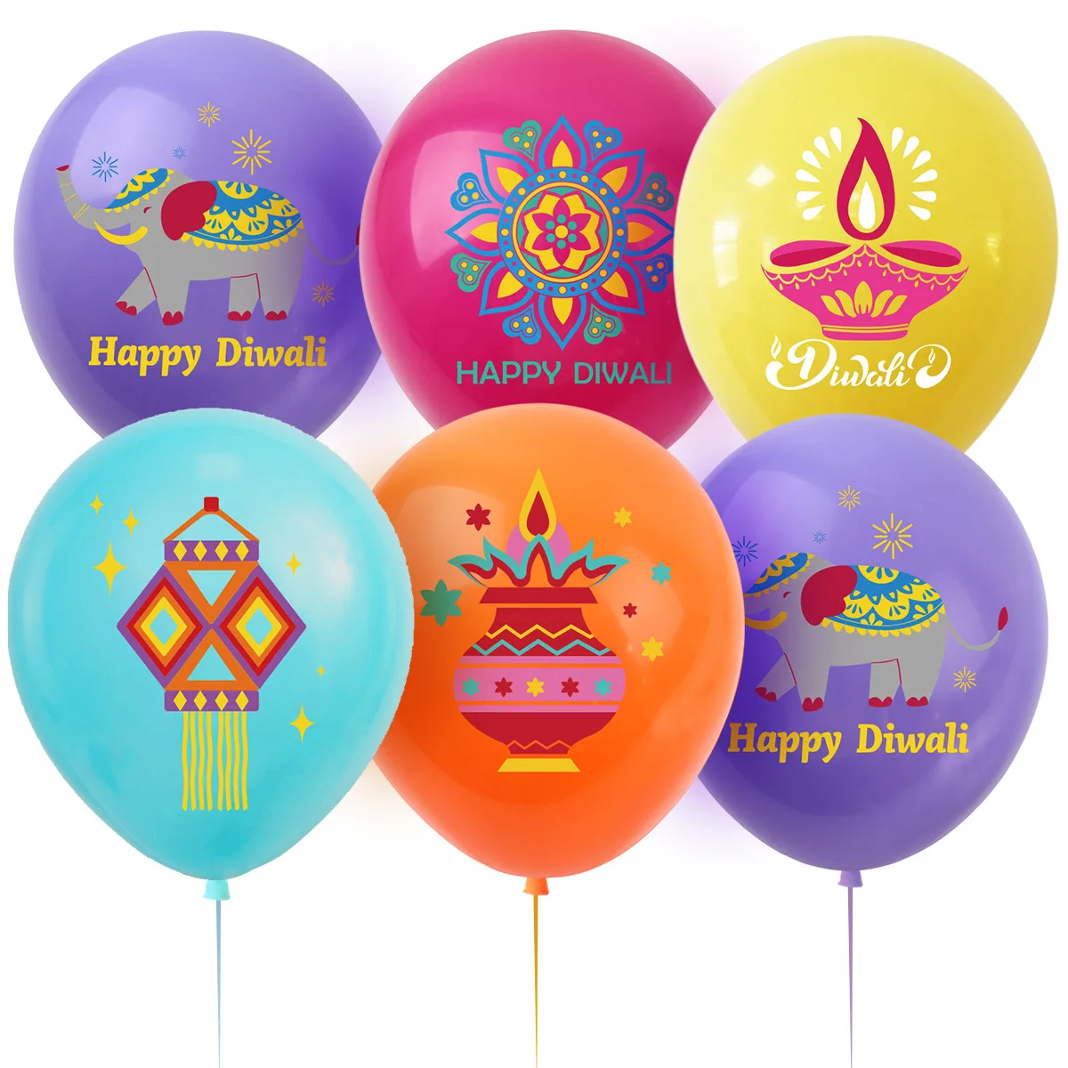 ديوالي موضوع بالون اللاتكس ، الديكور الهندي ، لوتس ، الفيل ، حفلة ديوالي سعيدة ، تضخيم Globos ، 10 قطعة