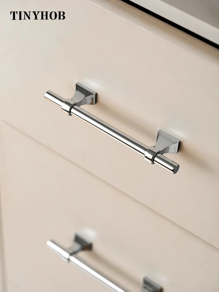 Tinyhob American Style Bright Silver Furniture Handle Kitchen Door Pulls Shoe Cabinets / Cupboard Door Drawer Handle