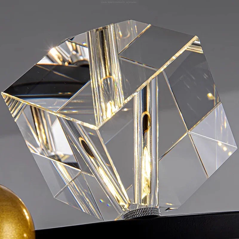 Modern Creative Square Crystal Pendant Light Suitable for Restaurant Board Living Room Chandelier Indoor Lighting Hanging Lamps