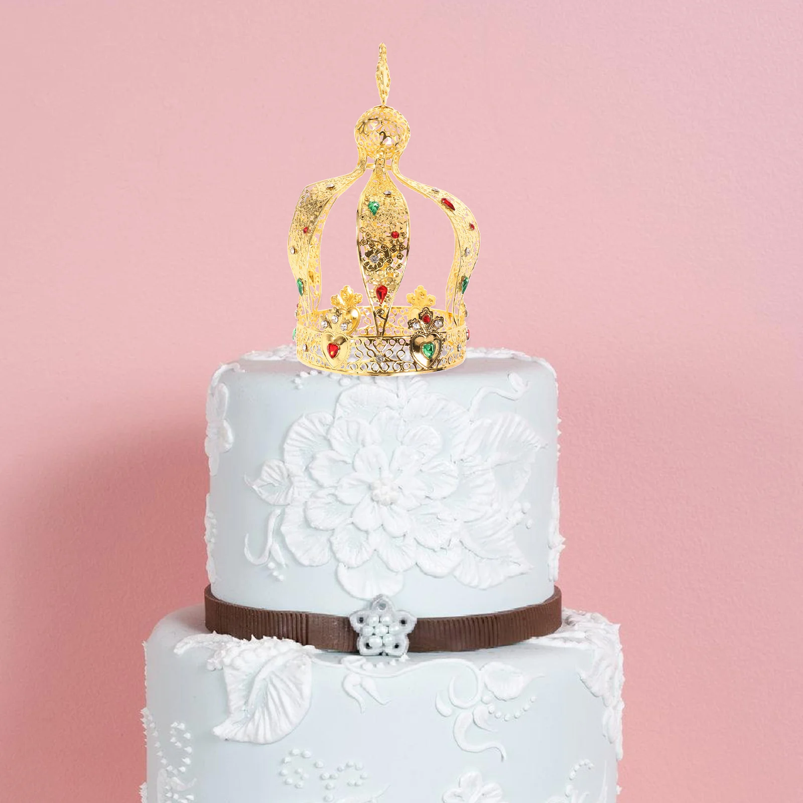 

Metal Crown Cake Decor Princess Style Pearl Gold for Bridal Baby Shower Birthday Party Baking Supplies