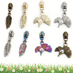 10PCS 50mm/54mm Peacock Feather Ginkgo Leaf Wallet Puller Pendant Crossbody Bag Cloud Bag Pencil Case Pillow Puller Slider