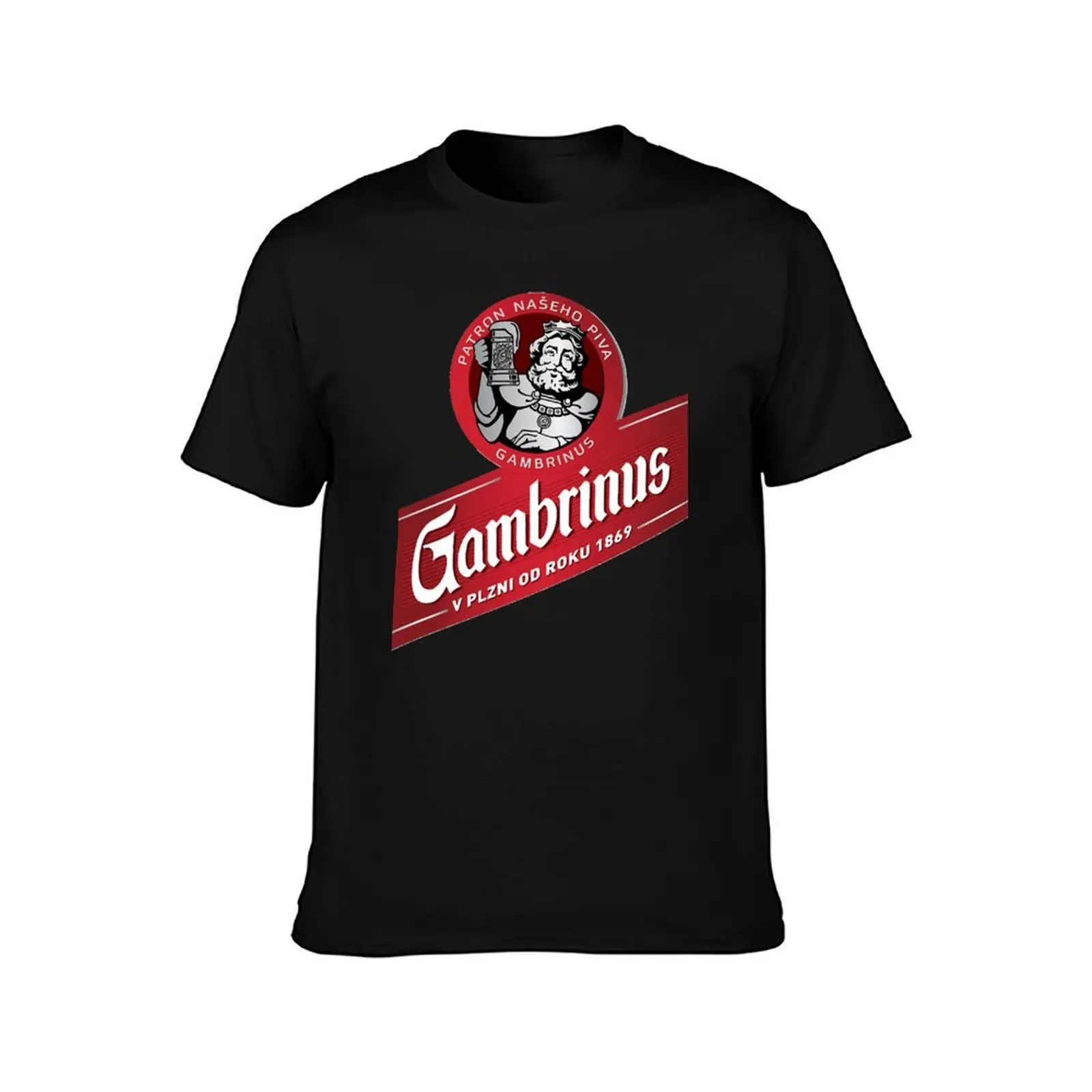 Gambrinus Wood Original Beer logo Dibujos logo T-Shirt, Summer Casual Cotton Tee, Oversized Streetwear Tops, Unisex Men Women
