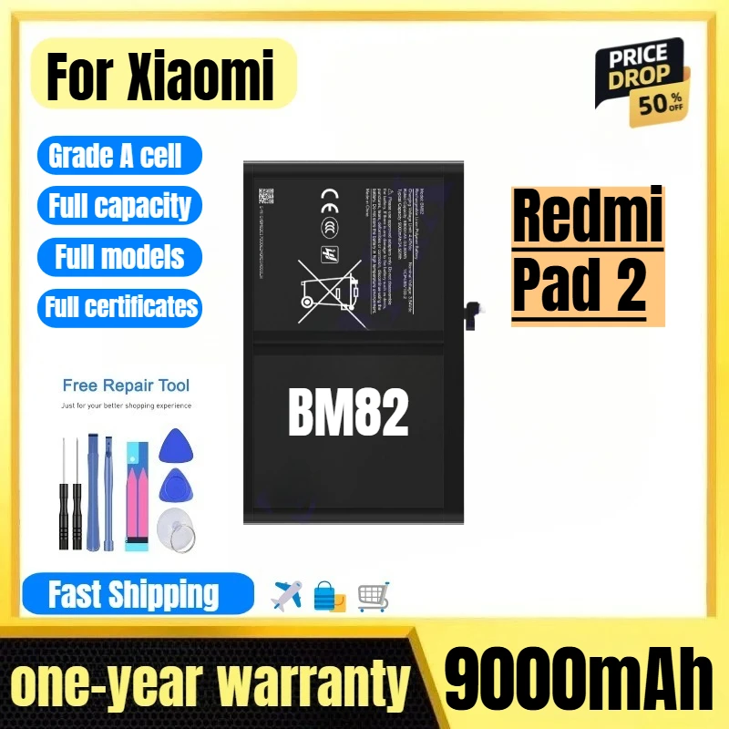 

BM82 for Xiaomi Redmi Pad2 Tablet Battery 0 Cycle High Quality High Capacity Battery Replacement Bateria Grade A Cell with Tools