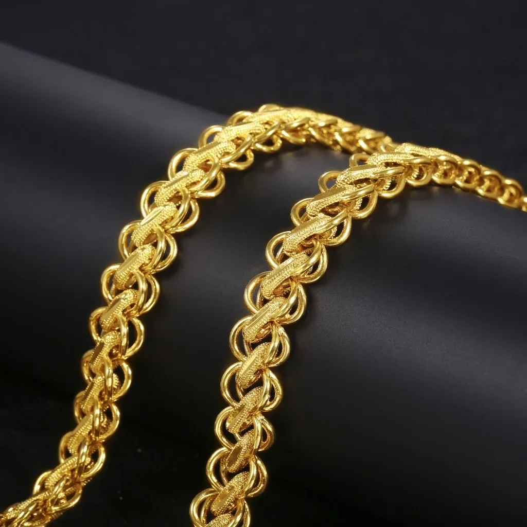 Luxury Gold Color Necklace for Men 8m10m12m Thicken Gold Necklace Boyfriend Chritmas Man Anniversary Jewelry Gifts