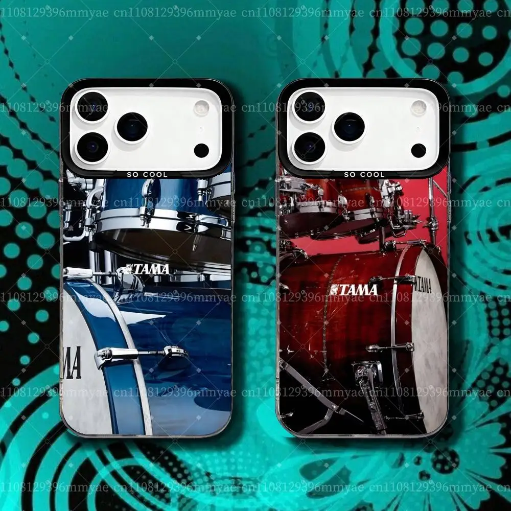 T-Tama Drums For iPhone 18,17,16,15,14,13,12,X,8,Pro,Max,Plus,SE4,Air,Mini Black IMD Matte Phone Case
