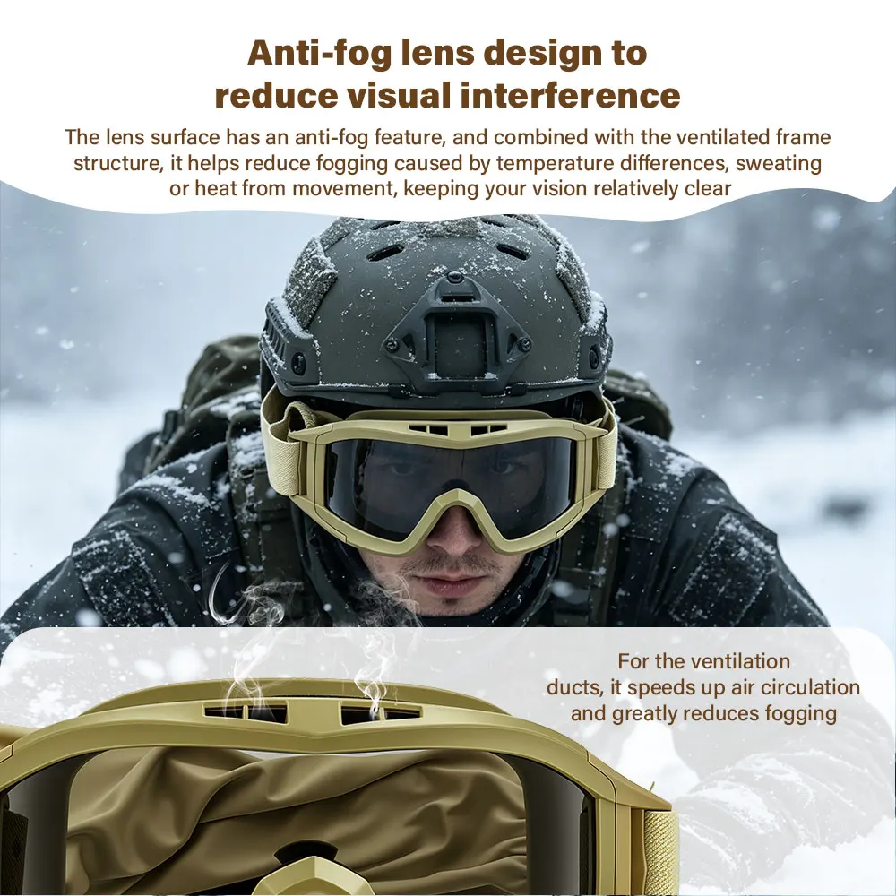 Airsoft Tactical Goggles Anti Explosion Impact Resistant Anti Fog 1 3 Lenses For Shooting Motorcycle Mountaineering Sport