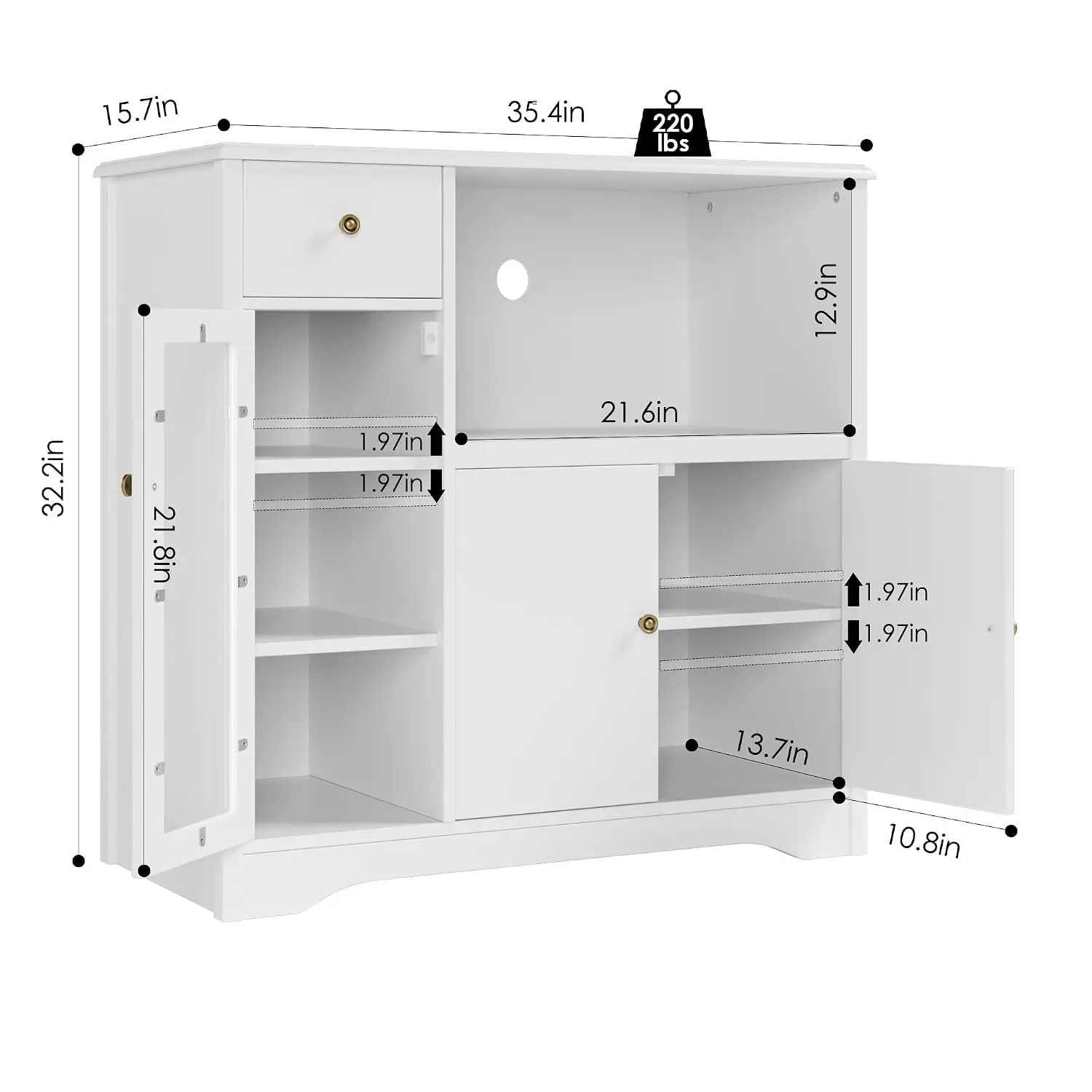 Microwave Cabinet Kitchen Storage Stand Shelf Organizer Pantry Cupboard, Customized