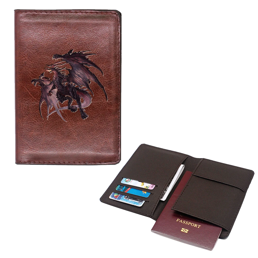 New arrivals Dragon With Wings design passport Cover Men Women Leather Slim ID Card Travel Holder Pocket Wallet Purse Money Case