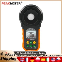 PEAKMETER PM6612L LED Colorful Brightness Tester Light Meter 200000 LUX  Handheld Digital Luxmeter Luxometro Enviromental Tester