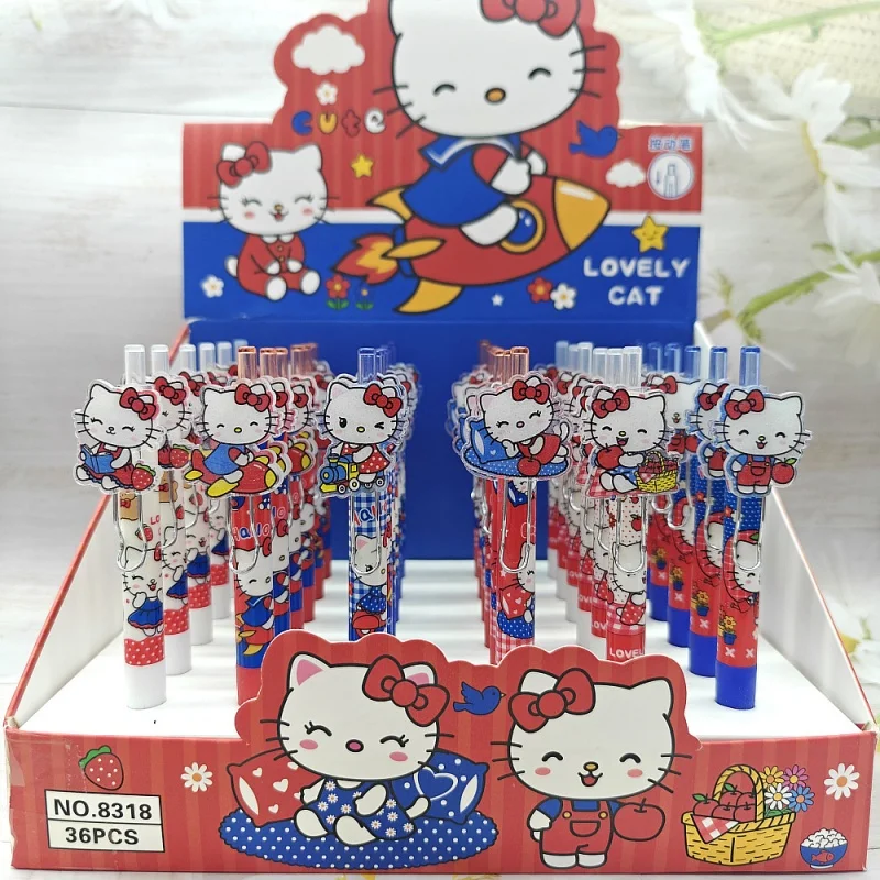 

36pcs/lot Kawaii Sanrio Kitty Press Gel Pen Cute 0.5mm Black Ink Neutral Pens Promotional Gift Office School Writing Supplies
