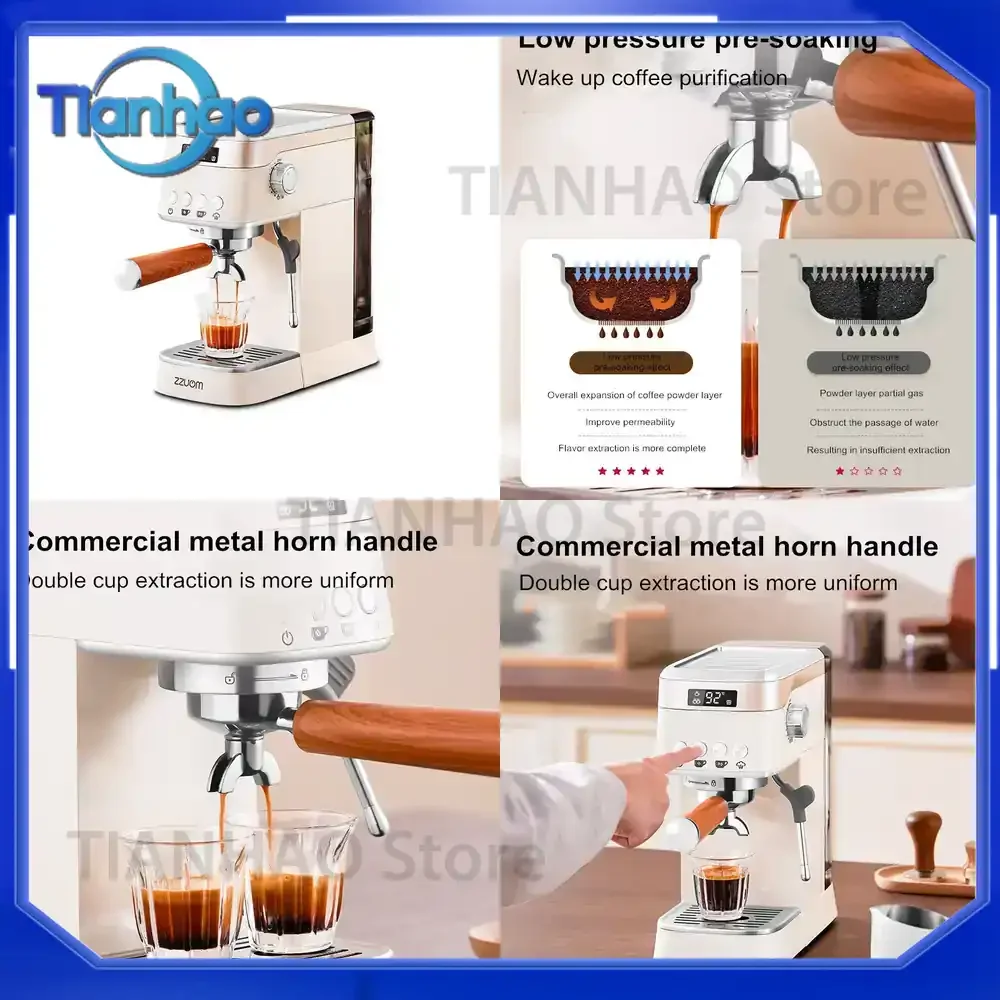 Pro Semi-Automatic Espresso Machine 20Bar for Small Kitchens with Built-in Milk Frother Fast Heating and Energy Saving