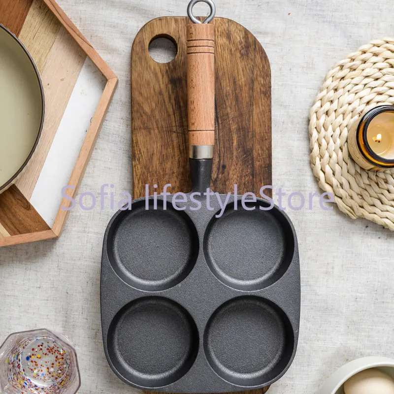 

Cast iron pot egg dumpling artifact fried egg non stick pan frying pan family breakfast fried egg burger with four holes