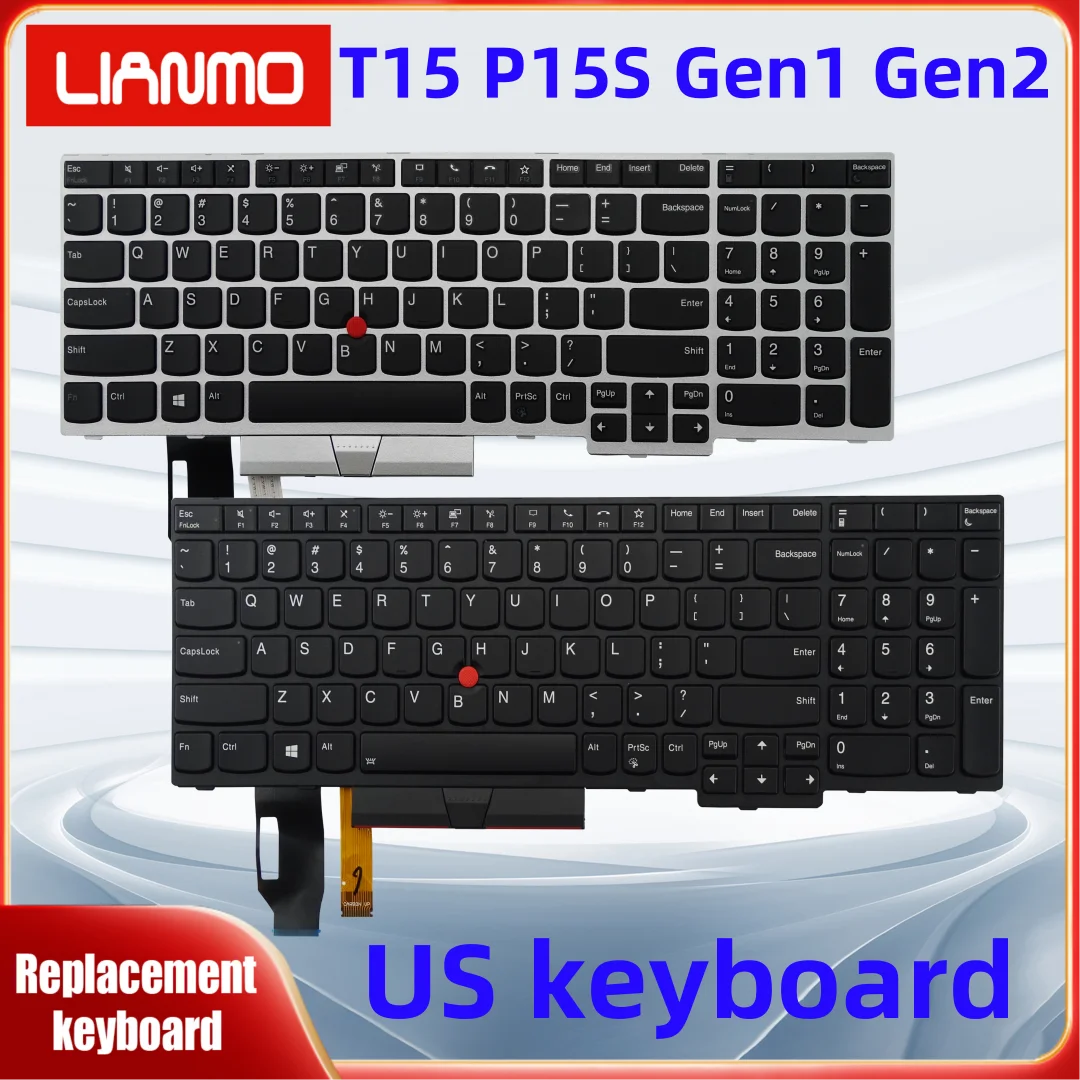 US notebook keyboard suitable for Lenovo ThinkPad T15 Gen1 Gen2 P15S Gen1 Gen2 Silver black keyboard