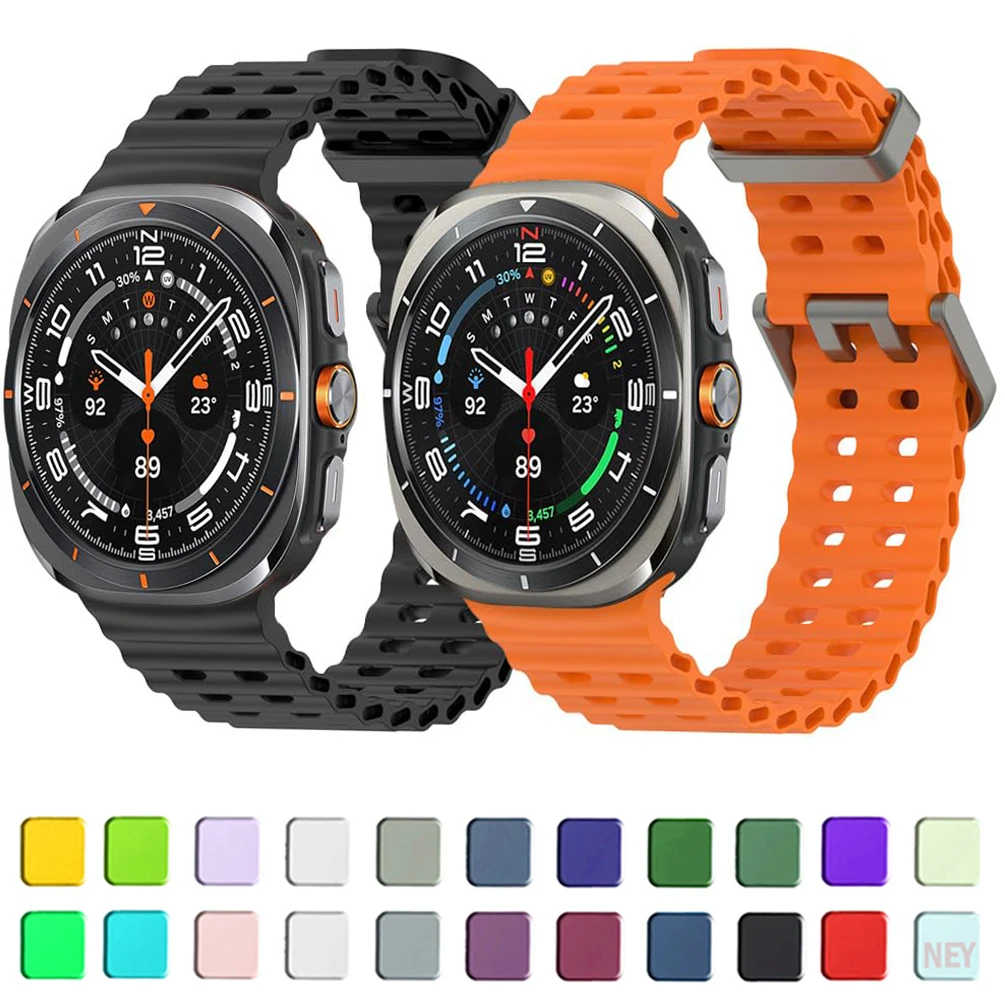 حزام رياضي لساعة سامسونج جالاكسي الترا 47 ملم سوار سيليكون بدون فجوات حزام ساعة المحيط 7 47 ملم حزام ويب رسمي #3