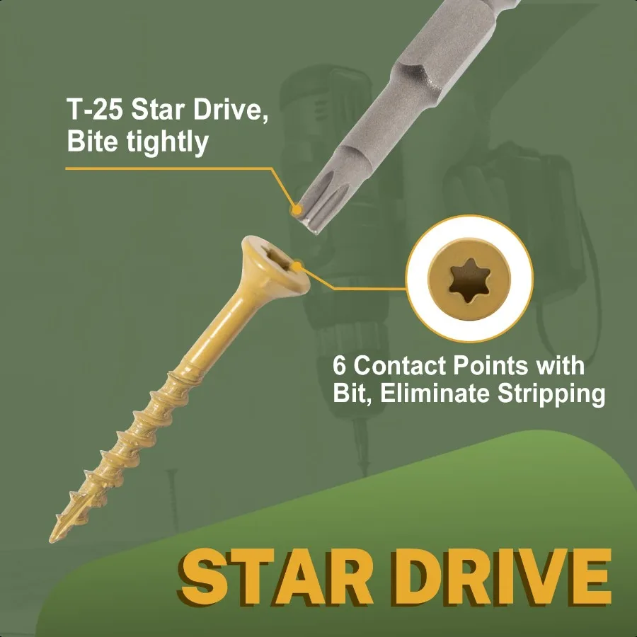 Deckschrauben, 15,2–20,3 cm, Holzschrauben, 20,3 x 15, 8, 800 Stück, rostbeständig, für den Außenbereich, epoxidbeschichtete Decking-Schrauben für den Außenbereich, Torx-Sternantrieb