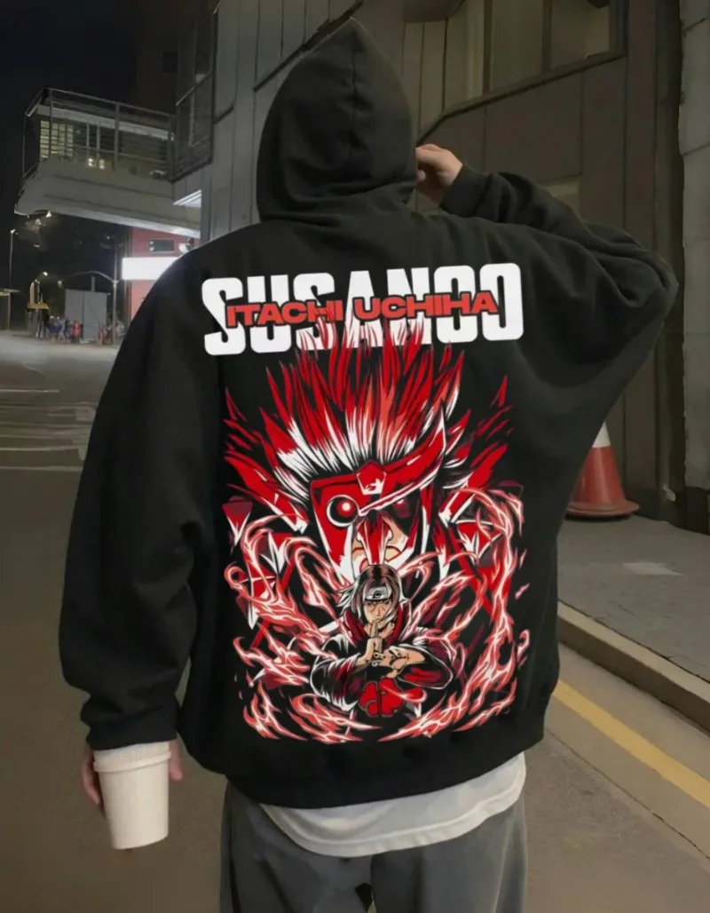 

2025 Autumn and Winter Plus Size Naruto Men's Classic Character Uchiha Itachi Print Long Sleeved Hoodie Halloween Parent-child