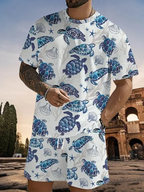 

Новейший популярный комплект футболок 2025 года, 3D стиль отпуска, модные различные элементы, модный уличный мужской комплект, летний топ, шорты, дышащие