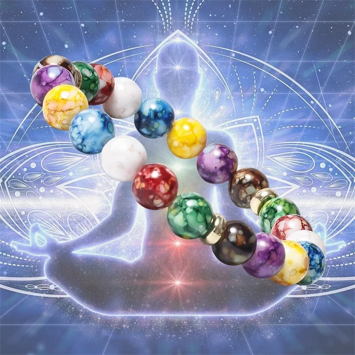 Colorful Healing  Yoga Balance Energy Beads Volcano Stone Weight Loss Arthritis Pain Relieving Women's and Men's Jewelry Bracele