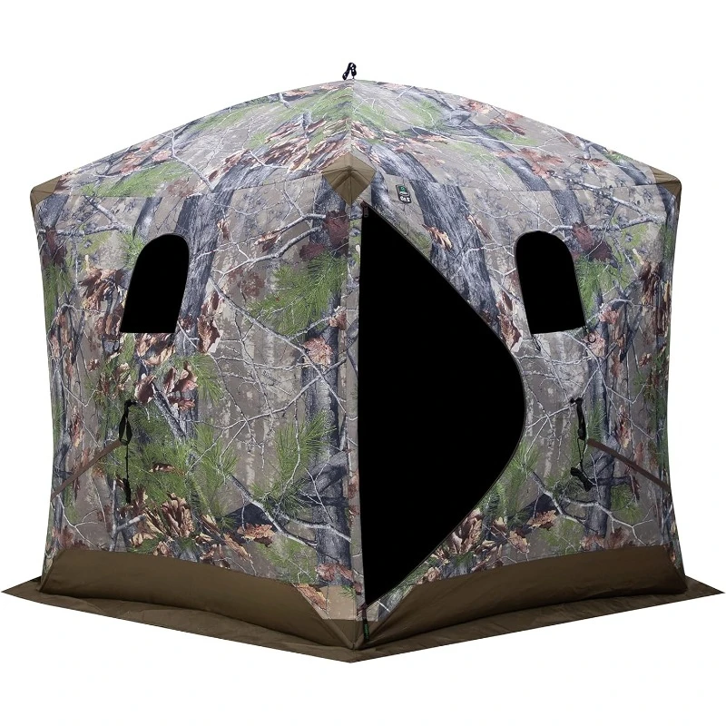 Blinds Ox Portable Hunting Blind, Pop-Up Hub Blind, Durable Oxhide Fabric, Panoramic Shooting Window, Bloodtrail Backwoods