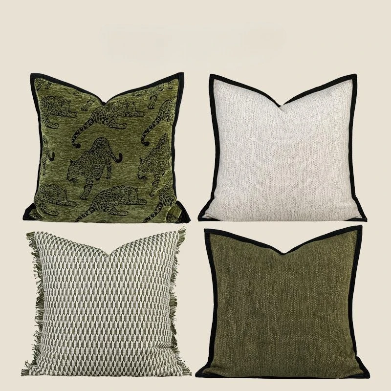 Luxury Geometric Jacquard Cushion Covers Premium Oatmeal Grey Modern Minimalist Home Decor High-End Designer Throw Pillow Cases