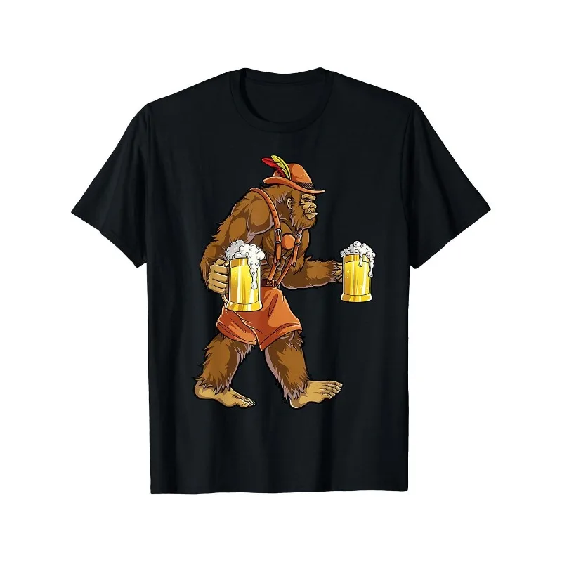 

Bigfoot Oktoberfest Shirt Funny German Beer Festival T Shirt for Men Lederhosen Costume Graphic Tee for Drinking Party Gift