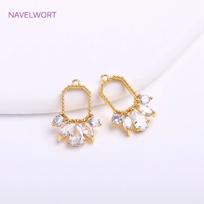 Trendy 14K Gold Plated Crown Charms For Jewelry,Inlaid Zircon Hollow Crown Pendants For DIY Earring Making Accessories Wholesale