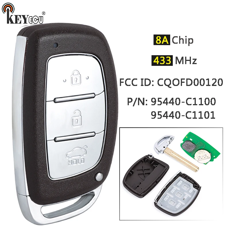 

KEYECU 433 МГц 8A чип P/N: 95440-C1101 95440-C1100NNA умный дистанционный ключ от ключа для автомобиля для Hyundai Sonata 2014 2015 2016 2017