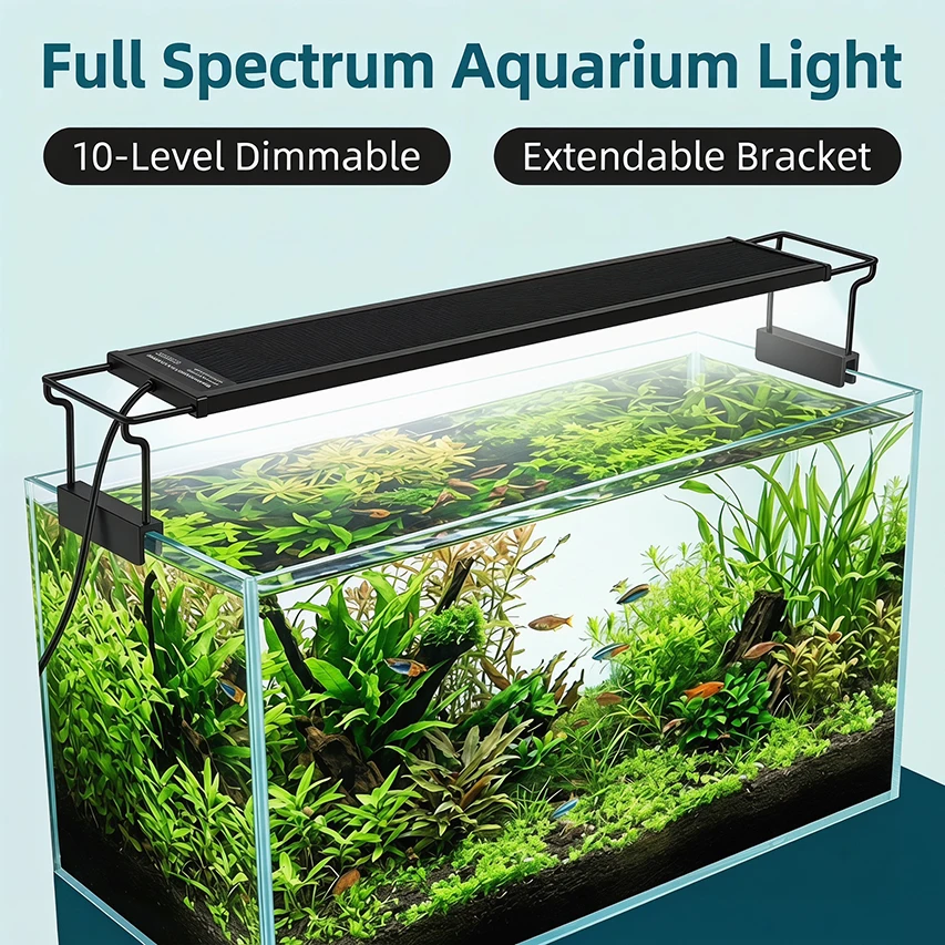 Lumière LED pour aquarium sous-marin |   Contrôle intelligent par application |   Étanche IP68 avec minuterie |   Couleur/luminosité réglable |   Idéal pour l'eau douce et l'eau salée
