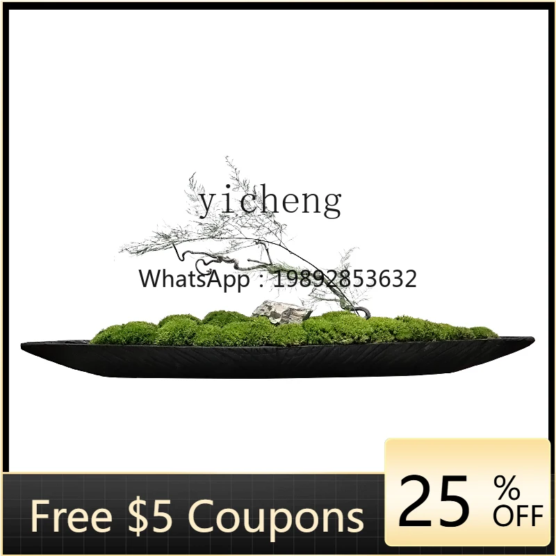 

ZTqh New Chinese Carbonized Wood Boat Yongsheng Moss Hotel Villa Entrance Dining Table