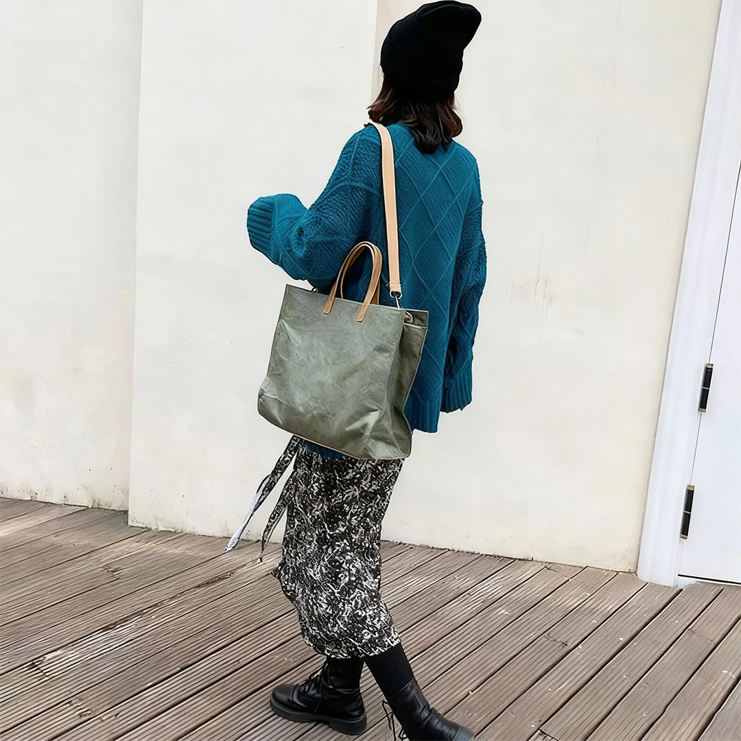 Sac fourre-tout femme sac à bandoulière léger pour femmes sac à main de trajet étanche papier Kraft sacs à bandoulière Vintage sac à provisions