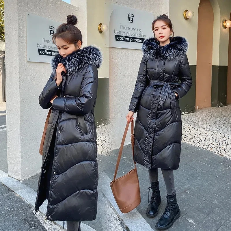 

Parkas Women 2022 Winter New Fashion All-match Casual Padded Coat Female Large Size Long Thick Fur Collar Down Cotton Jacket