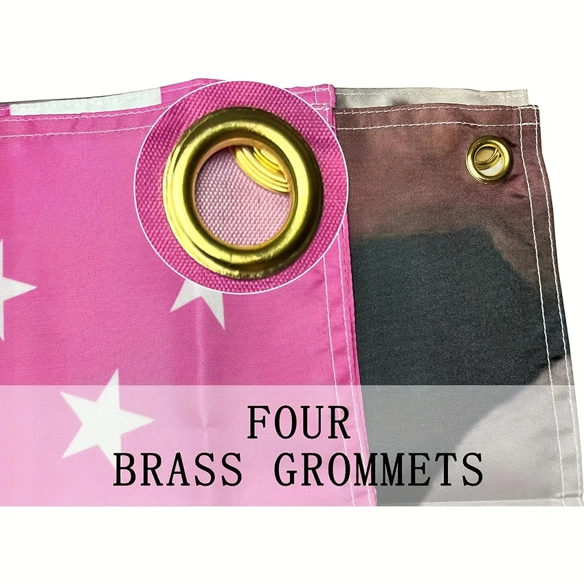 مرحبًا بكم في علم My Crib Duck - نسيج وردي مع تصميم "Welcome to My Crib"، مخيط مزدوج، 4 حلقات نحاسية