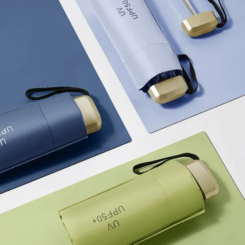 مظلة Mini50%-off بخمسة أضعاف مقاومة للأشعة فوق البنفسجية ومحمولة ومظلة أنيقة للجنسين بلون سادة ومظلة ممتازة لجميع الأحوال الجوية