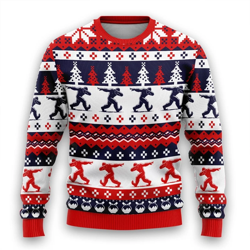 

2025 Merry Christmas 3D Printed Sweatshirts Cute Santa Claus Graphic Boy Ugly Xmas Sweater Fashion New In Sweaters Mens Clothes