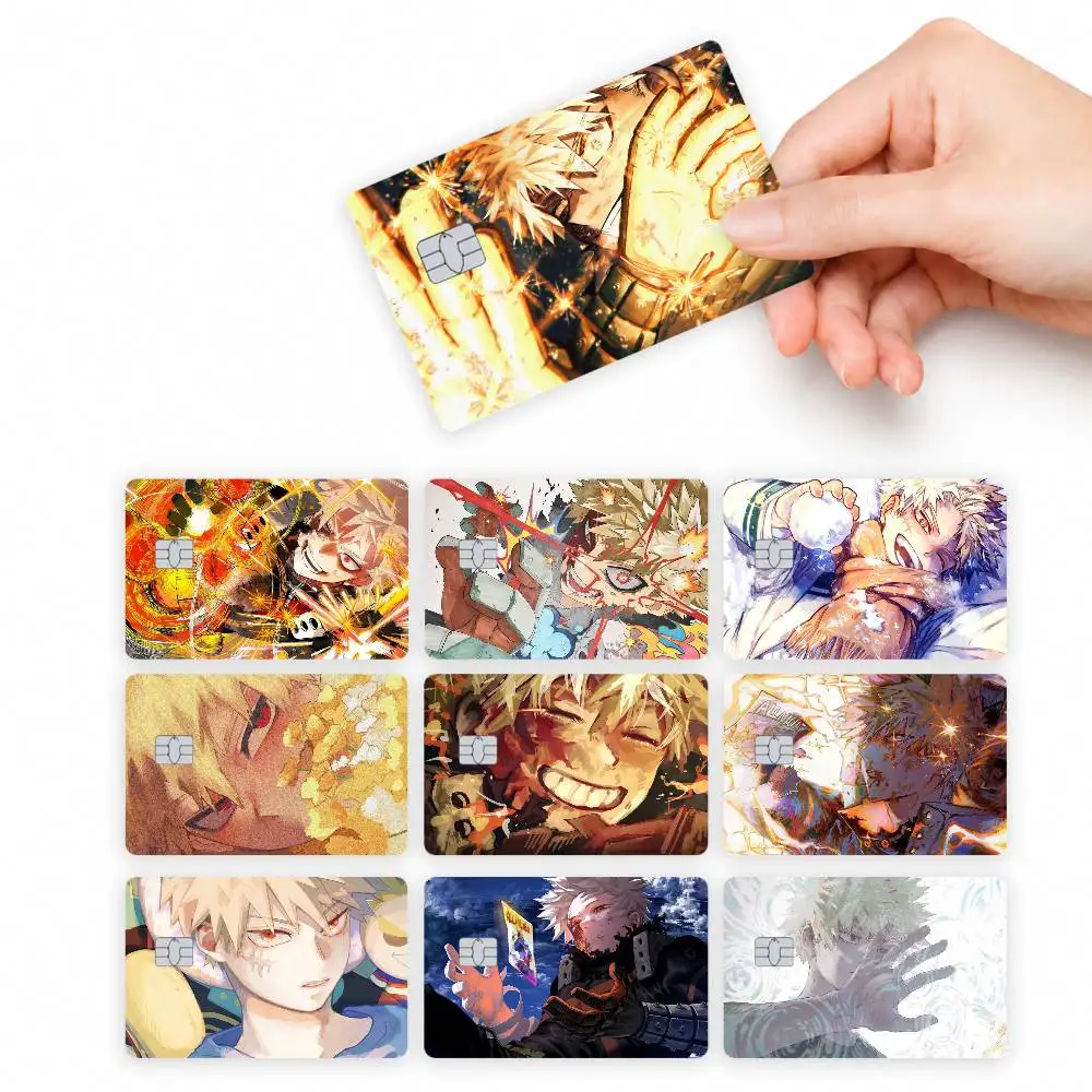 Anime B-Bakugo  4pcs Credit Card Skin Stickers Suitable for Bank Debit Subway Bus Transit Pass Decorative Cover